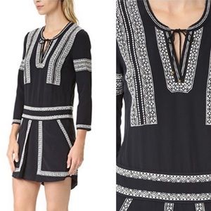 VERONICA BEARD Ignacio Embroidered Tunic Shirt Dress Silk Black sz 6